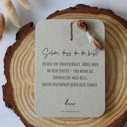 2in1 Gastgeschenk & Namensschild - 10x DIY Bastelset Sonnenfänger Kristall 38mm - Natürliche Holzperlen