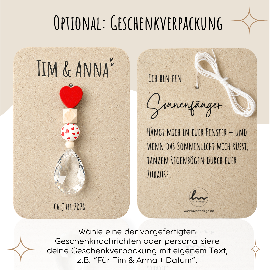 Sonnenfänger mit 38 mm Kristall-Tropfen als Geschenk zur Hochzeit