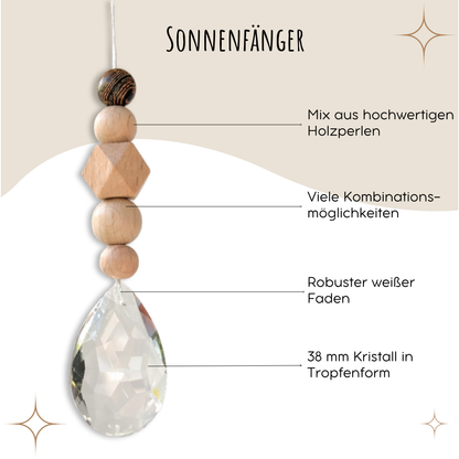 Sonnenfänger DIY Set – 10x Bastelset mit Kristallen, Perlen & Faden - Holzperlen