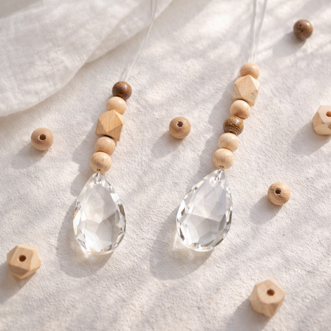 Sonnenfänger DIY Set – 10x Bastelset mit Kristallen, Perlen & Faden - Holzperlen