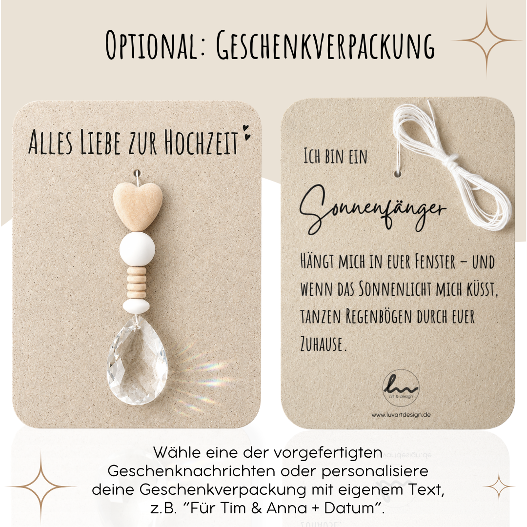 Sonnenfänger mit 38 mm Kristall-Tropfen als Geschenk zur Hochzeit