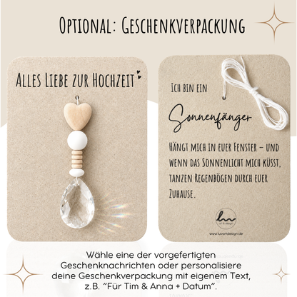 Sonnenfänger mit 38 mm Kristall-Tropfen als Geschenk zur Hochzeit