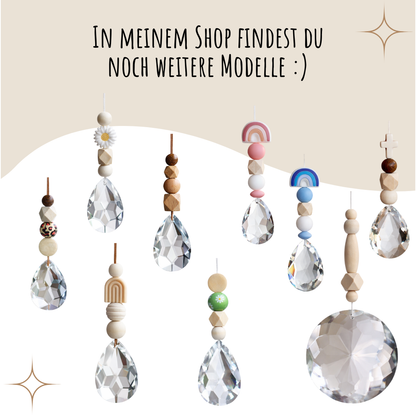 Sonnenfänger mit 38 mm Kristall-Tropfen und Gänseblümchen-Perle