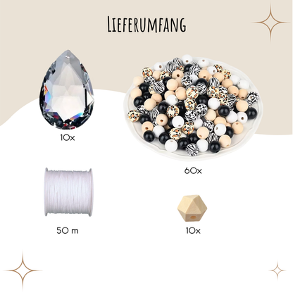 Sonnenfänger DIY Set – 10x Bastelset mit Kristallen, Perlen & Faden - Safari 2