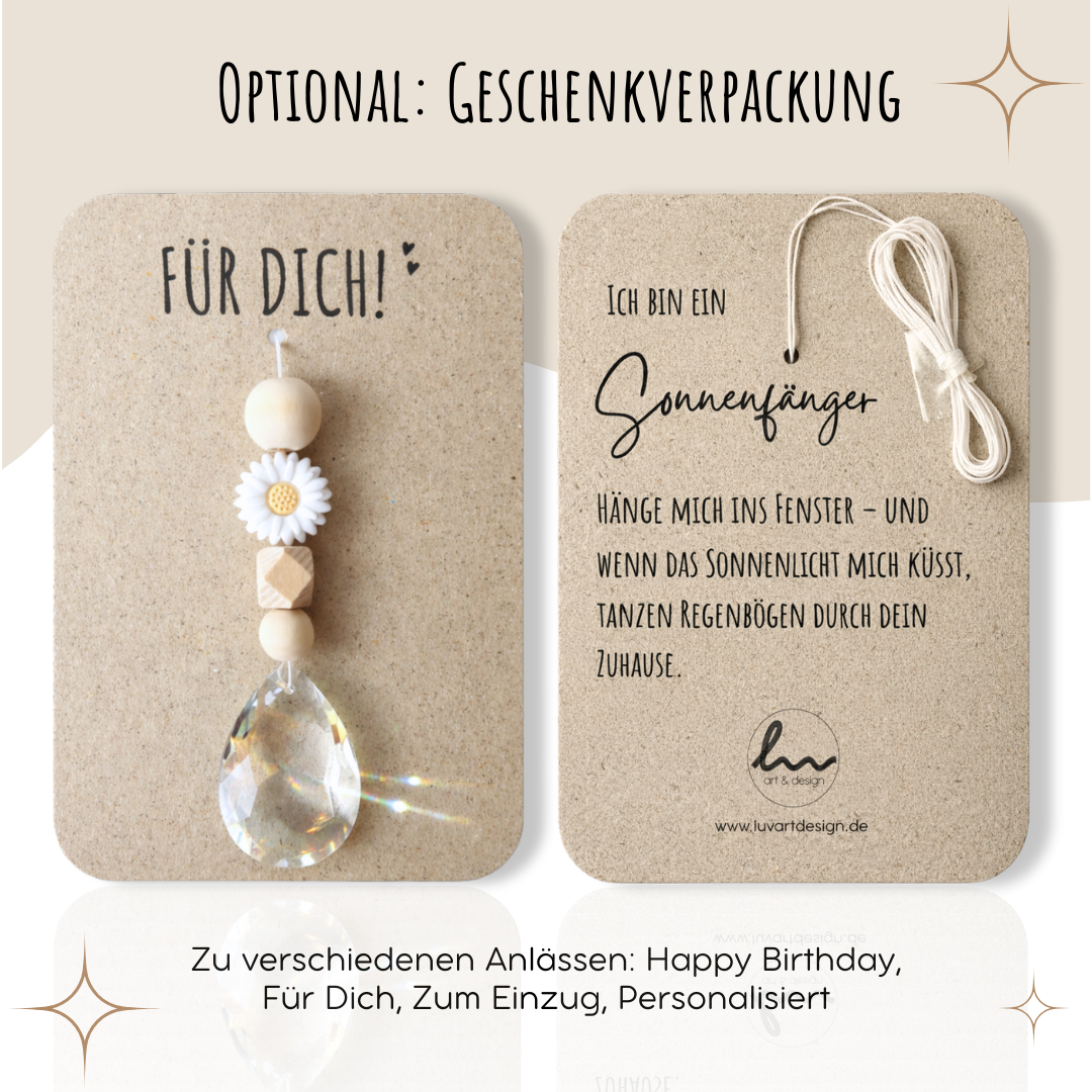Sonnenfänger mit 38 mm Kristall-Tropfen und Gänseblümchen-Perle