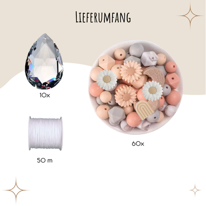 Sonnenfänger DIY Set – 10x Bastelset mit Kristallen, Perlen & Faden - Boho