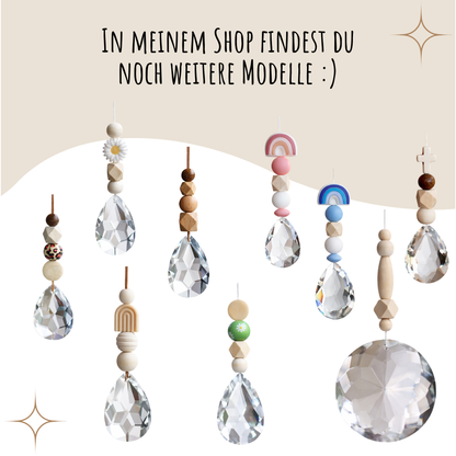 Sonnenfänger DIY Set – 10x Bastelset mit Kristallen, Perlen & Faden - Gänseblümchen Grün Lila