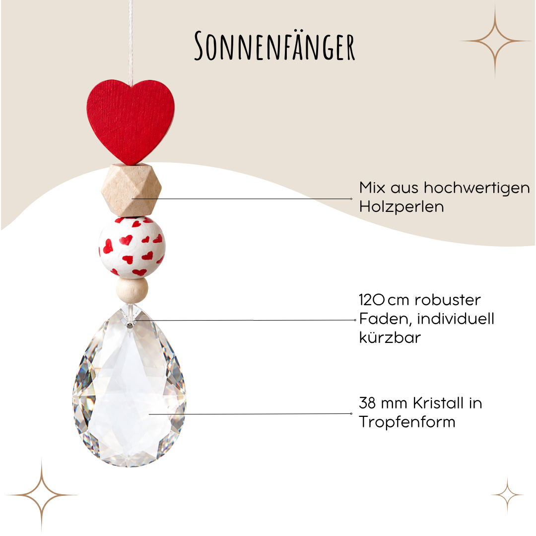 Sonnenfänger mit 38 mm Kristall-Tropfen als Geschenk zur Hochzeit