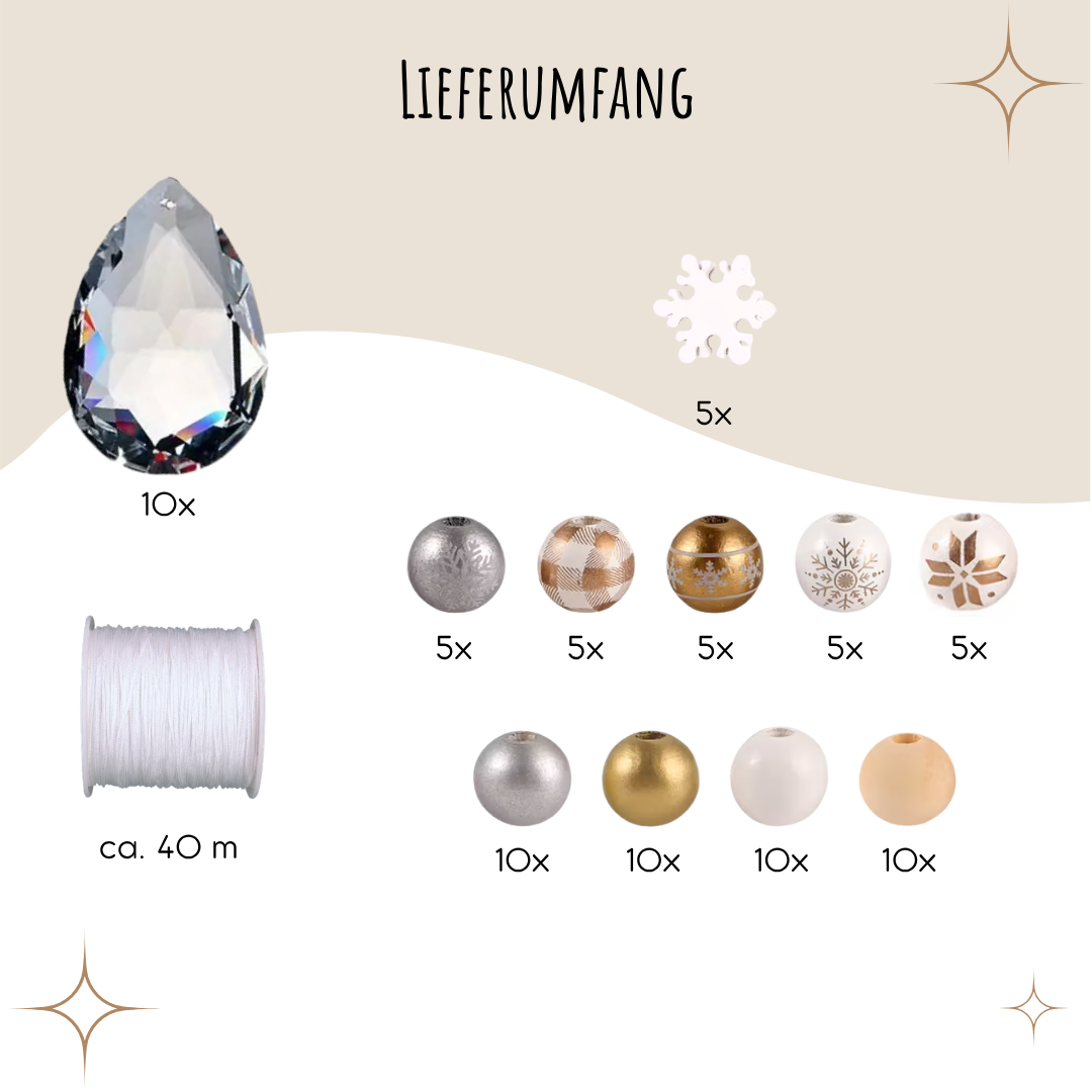 DIY Sonnenfänger-Bastelset – 10er Set | Weihnachten Gold & Silber – Produktfoto 3