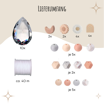 Sonnenfänger DIY Set – 10x Bastelset mit Kristallen, Perlen & Faden - Boho