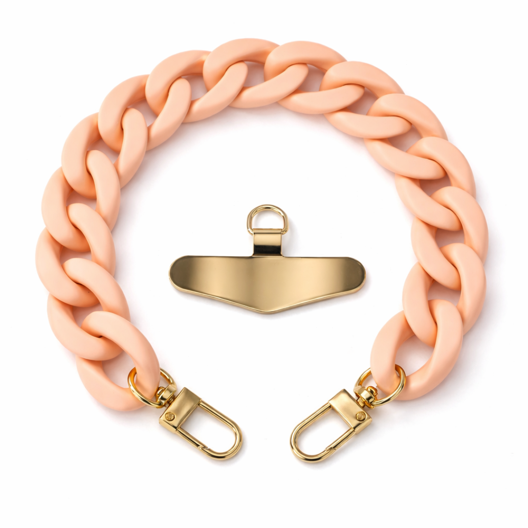 Statement Schlüsselanhänger oder Handykette aus Acryl-Kettengliedern | Peach