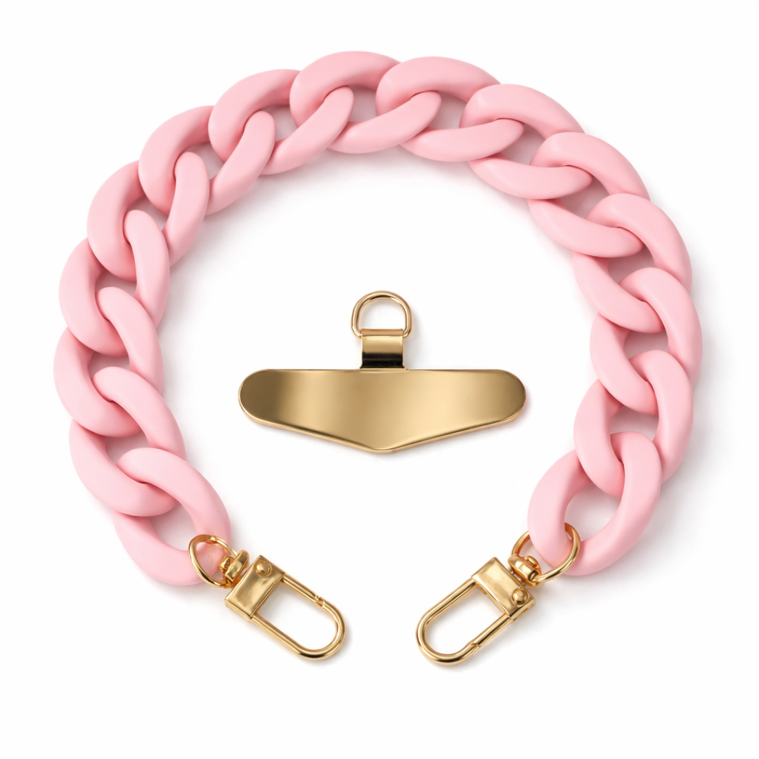 Statement Schlüsselanhänger oder Handykette aus Acryl-Kettengliedern | Rosa
