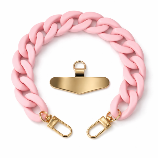 Statement Schlüsselanhänger oder Handykette aus Acryl-Kettengliedern | Rosa