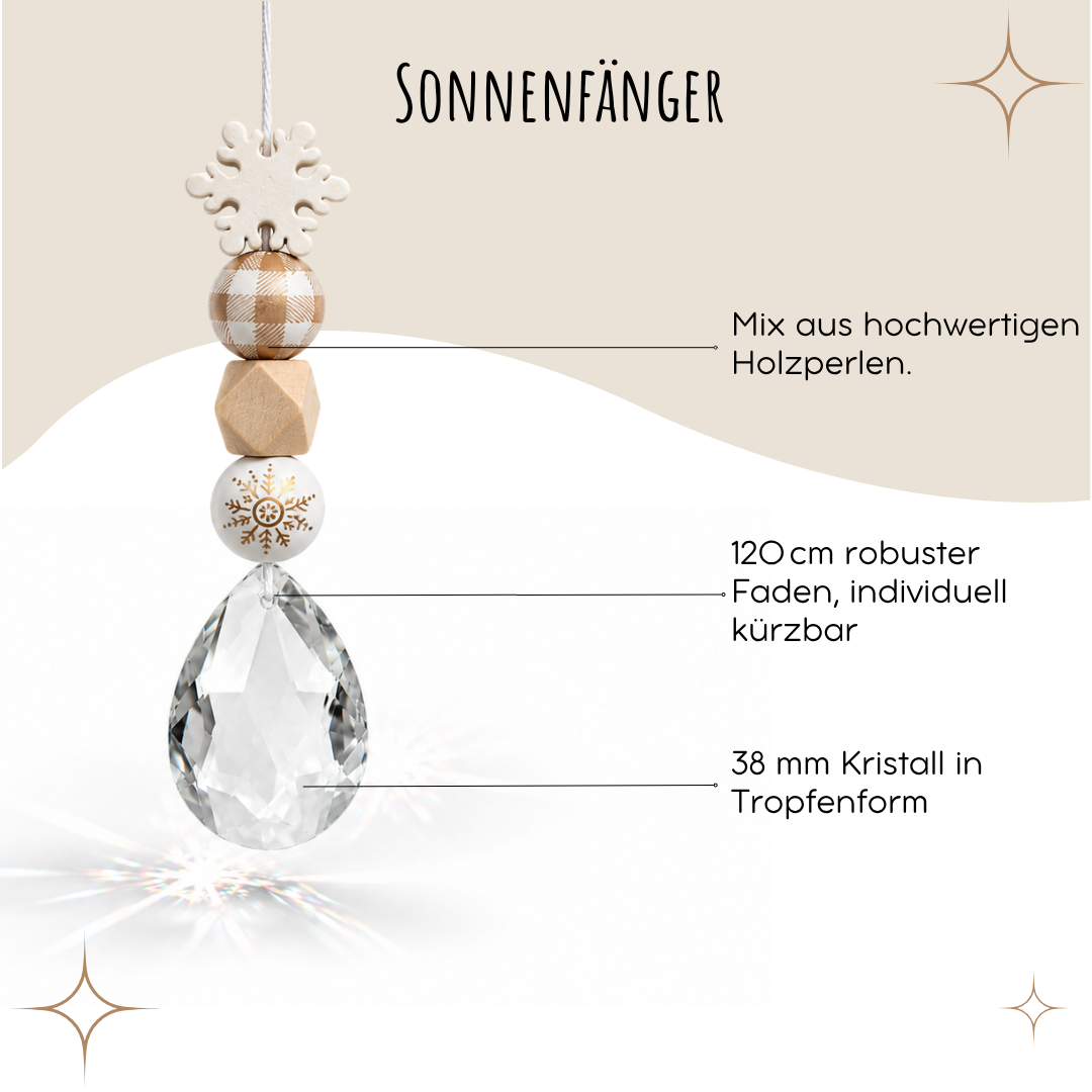 Karte „Frohe Weihnachten“ mit Sonnenfänger | Schneeflocke