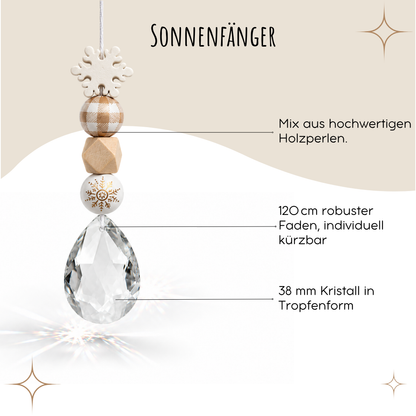Karte „Frohe Weihnachten“ mit Sonnenfänger | Schneeflocke