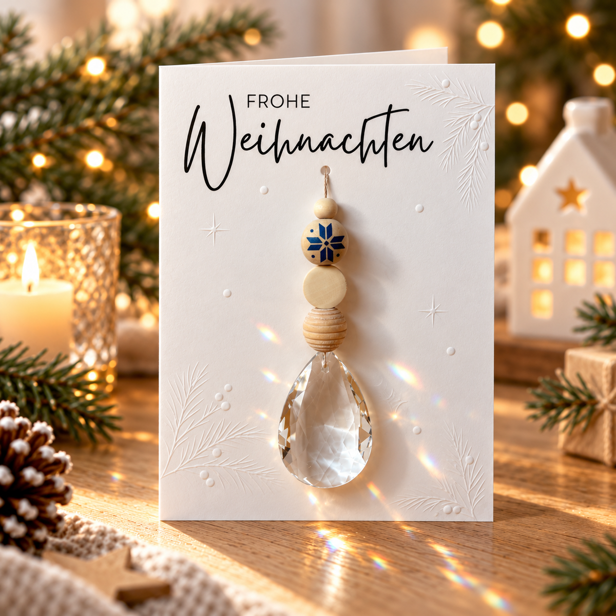 Karte „Frohe Weihnachten“ mit Sonnenfänger | Skandi