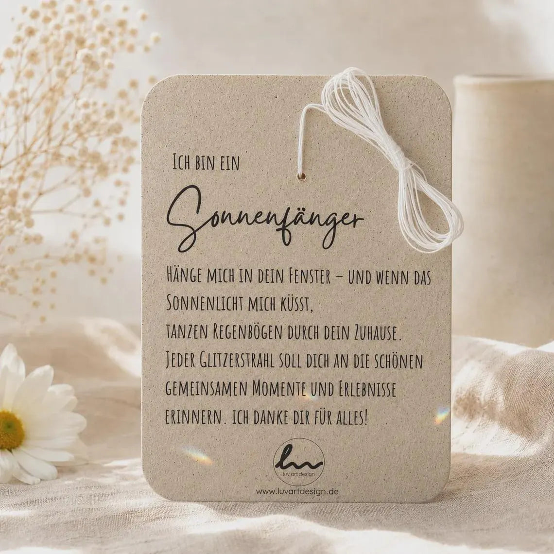 Abschiedsgeschenk Erzieherin – Handgemachter Sonnenfänger mit Geschenkkarte