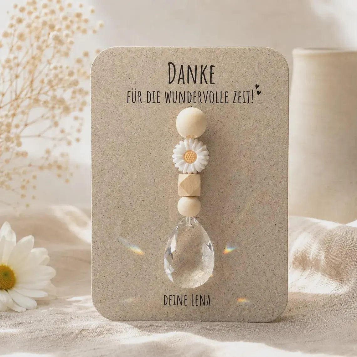 Abschiedsgeschenk Erzieherin – Handgemachter Sonnenfänger mit Geschenkkarte