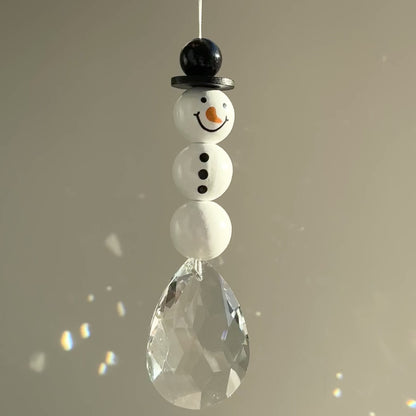 Sonnenfänger mit 38 mm Kristall-Tropfen - Weihnachts-Edition mit Schneemann-Design